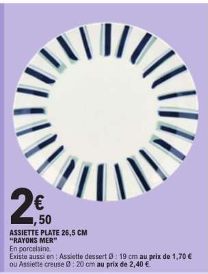 ASSIETTE PLATE 26,5 CM "RAYONS MER"