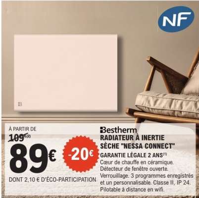 RADIATEUR À INERTIE SÈCHE "NESSA CONNECT"