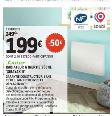 RADIATEUR À INERTIE SÈCHE "SIBAYAK II"