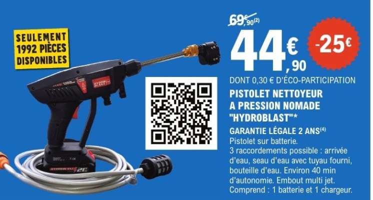 Pistolet nettoyeur à pression nomade 'Hydroblast'