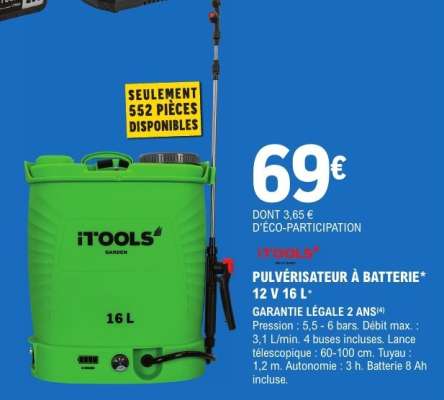 PULVÉRISATEUR À BATTERIE 12 V 16 L