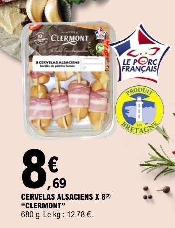 CERVELAS ALSACIENS X 8 "CLERMONT"