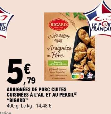 Araignées de porc cuites cuisinées à l'ail et au persil "Bigard"