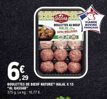 BOULETTES DE BŒUF NATURE HALAL X 15 'AL QASSAB'