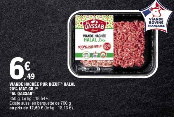VIANDE HACHÉE PUR BŒUF HALAL 20% MAT.GR.