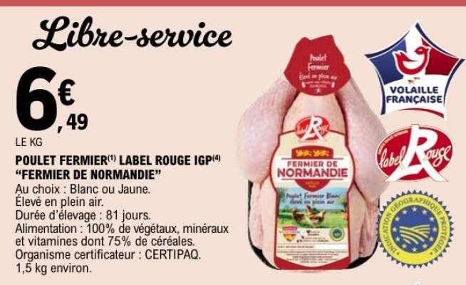 POULET FERMIER LABEL ROUGE IGP "FERMIER DE NORMANDIE"