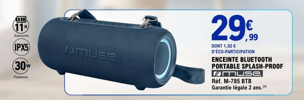 ENCEINTE BLUETOOTH PORTABLE SPLASH-PROOF