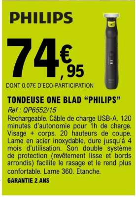 Tondeuse One Blade Philips