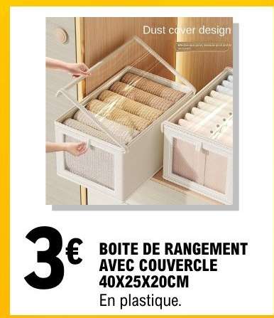 BOITE DE RANGEMENT AVEC COUVERCLE 40X25X20CM