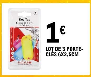 LOT DE 3 PORTE-CLÉS 6X2,5CM