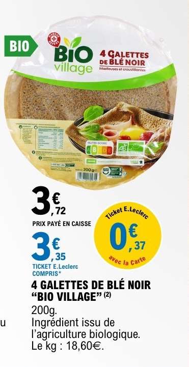 4 GALETTES DE BLÉ NOIR "BIO VILLAGE"
