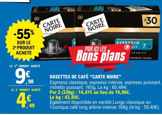 Dosettes De Cafe Carte Noire