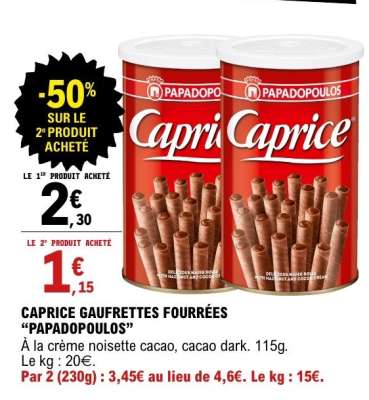 Caprice Gaufrettes Fourrées "Papadopoulos"