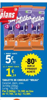 TABLETTE DE CHOCOLAT MILKA