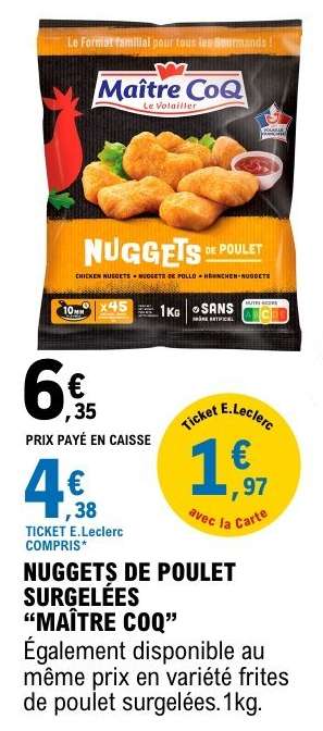 NUGGETS DE POULET SURGELÉES "MAÎTRE COQ"