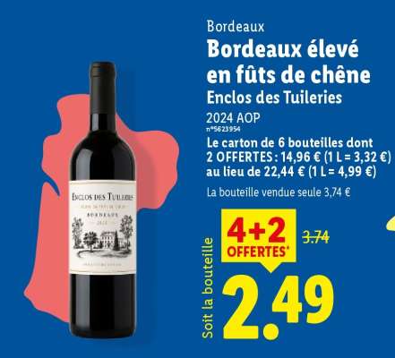 Bordeaux élevé en fûts de chêne Enclos des Tuileries