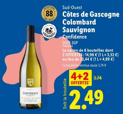 Côtes de Gascogne Colombard Sauvignon Confidence