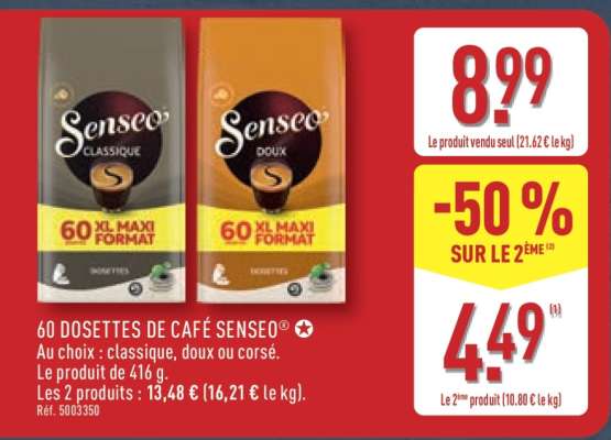 60 Dosettes de Café Senseo