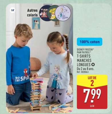 DISNEY FROZEN® PAW PATROL® T-SHIRTS MANCHES LONGUES