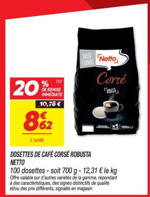 DOSETTES DE CAFÉ CORSÉ ROBUSTA