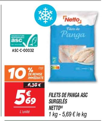 FILETS DE PANGA ASC SURGELÉS NETTO
