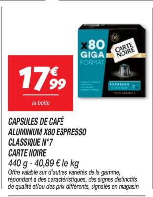 CAPSULES DE CAFÉ ALUMINIUM X80 ESPRESSO CLASSIQUE N°7