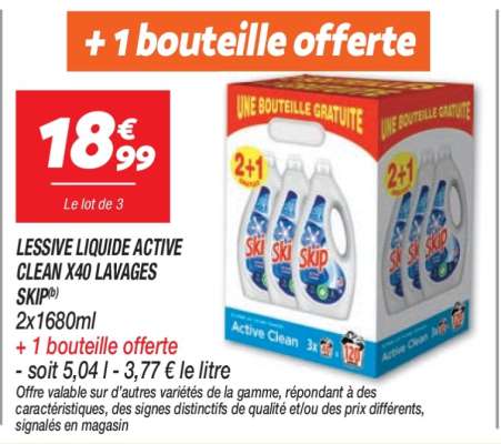 Lessive Liquide Active Clean x40 Lavages