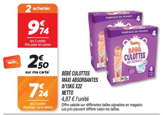 Bébé Culottes Maxi Absorbantes 8/15kg X22