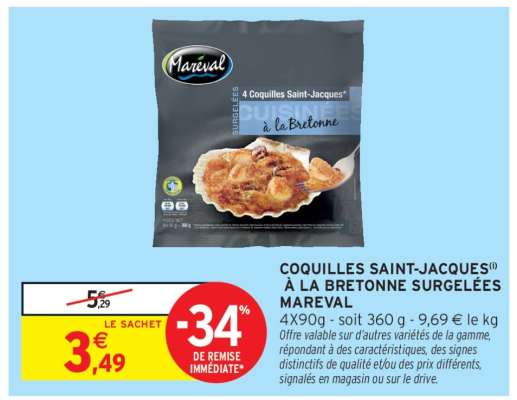 Coquilles Saint-Jacques à la Bretonne Surgelées Mareval