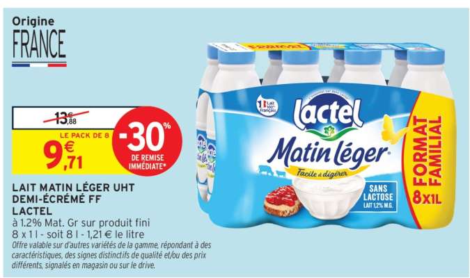 LAIT MATIN LÉGER UHT DEMI-ÉCRÉMÉ FF LACTEL