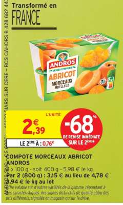 COMPOTE MORCEAUX ABRICOT ANDROS