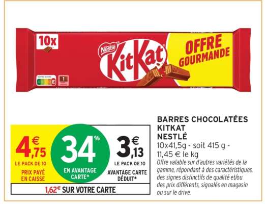 BARRES CHOCOLATÉES KITKAT NESTLÉ