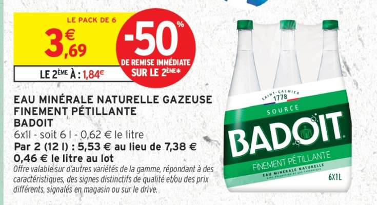 EAU MINÉRALE NATURELLE GAZEUSE FINEMENT PÉTILLANTE BADOIT