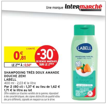 SHAMPOOING TRÈS DOUX AMANDE DOUCHE 2EN1 LABELL