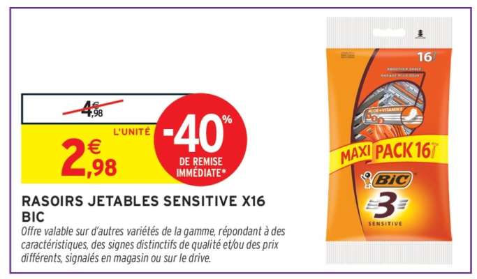 RASOIRS JETABLES SENSITIVE X16 BIC
