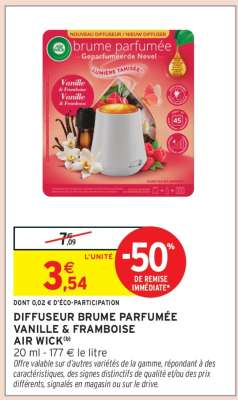DIFFUSEUR BRUME PARFUMÉE VANILLE & FRAMBOISE AIR WICK