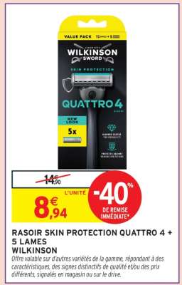 RASOIR SKIN PROTECTION QUATTRO 4 + 5 LAMES