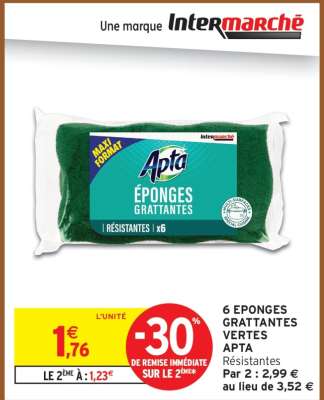 6 EPONGES GRATTANTES VERTES APTA