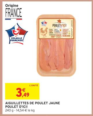 AIGUILLETTES DE POULET JAUNE POULET D'ICI!