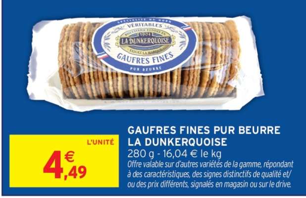 Gaufres fines pur beurre LA DUNKERQUOISE