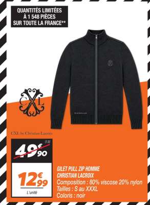 GILET PULL ZIP HOMME