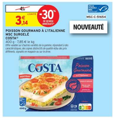 Poisson Gourmand à l'Italienne MSC Surgelé COSTA