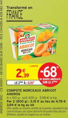 COMPOTE MORCEAUX ABRICOT ANDROS