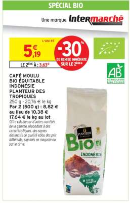 Café Moulu Bio Équitable Indonésie Planteur des Tropiques