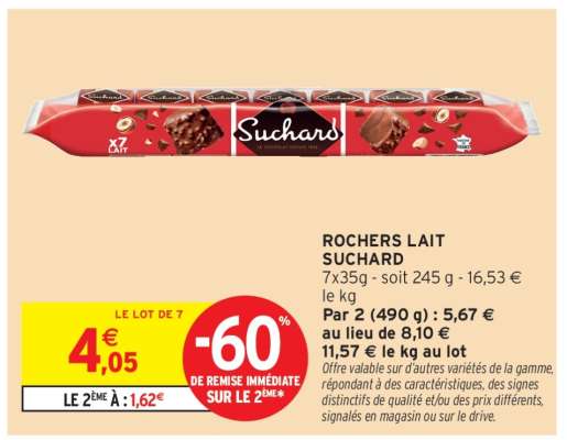 Rochers Lait Suchard
