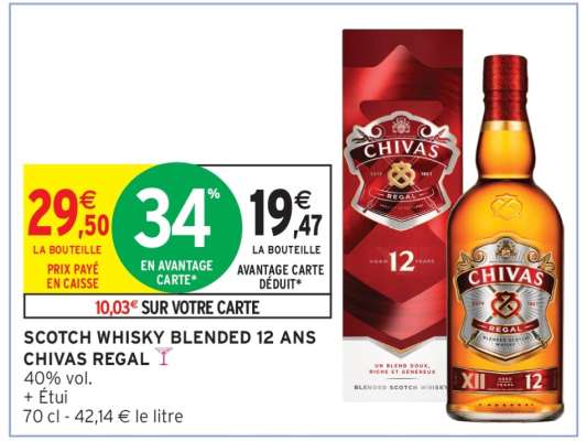SCOTCH WHISKY BLENDED 12 ANS CHIVAS REGAL