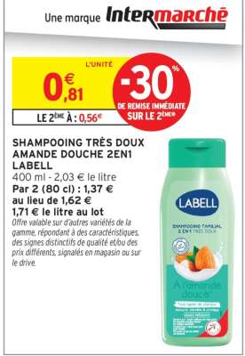 SHAMPOOING TRÈS DOUX AMANDE DOUCHE 2EN1 LABELL