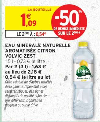 Eau Minérale Naturelle Aromatisée Citron Volvic Zest