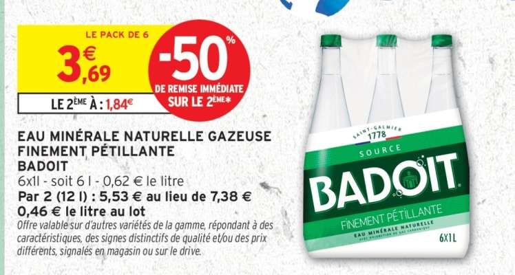 Eau Minérale Naturelle Gazeuse 'Badoit'