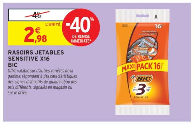 RASOIRS JETABLES SENSITIVE X16 BIC